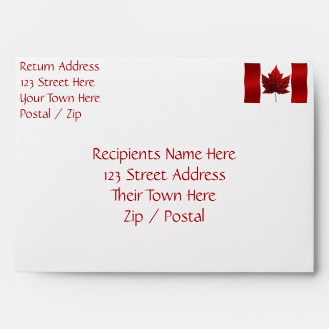 Canada Envelopes Personalised Canada Flag Envelope (Front)