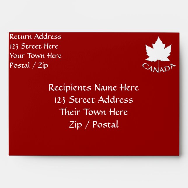 Canada Envelopes Personalised Canada Flag Envelope (Front)