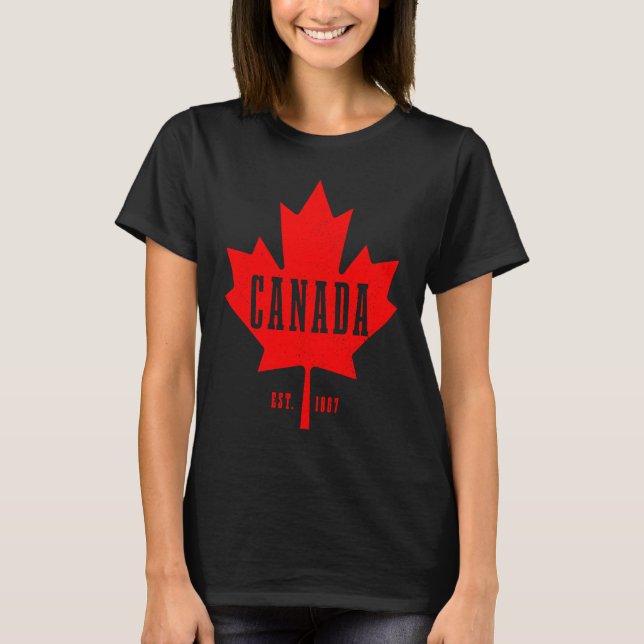 Canada Est 1867 Maple Leaf Canadian Flag Pride Roo T-Shirt (Front)