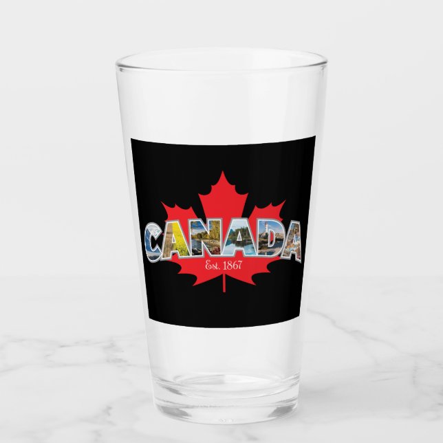 "Canada Est. 1867" With Maple Leaf Graphic Glass (Front)