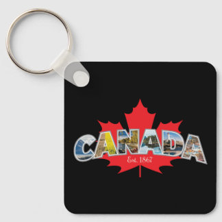 "Canada Est. 1867" With Maple Leaf Graphic Key Ring