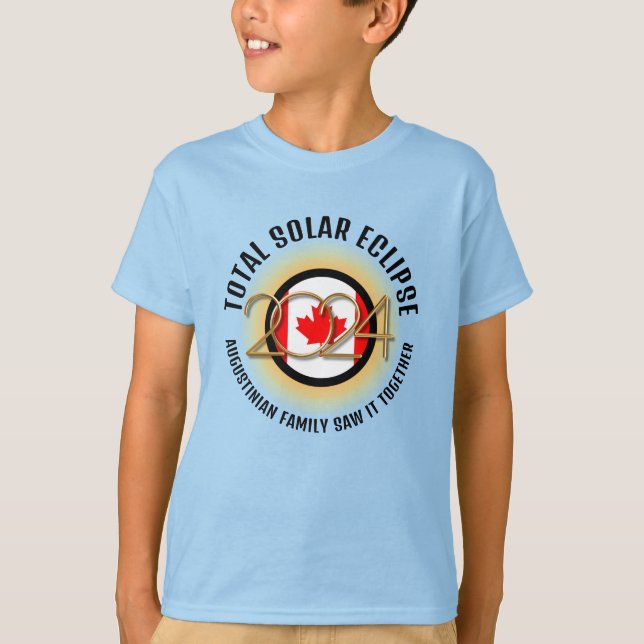 CANADA Flag 2024 TOTAL SOLAR ECLIPSE Blue Kids T-Shirt (Front)