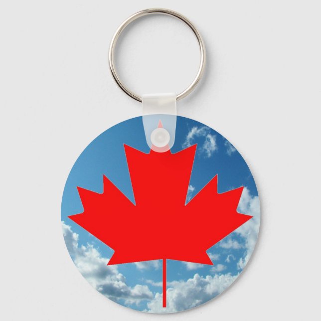 Canada flag and blue sky key ring (Front)