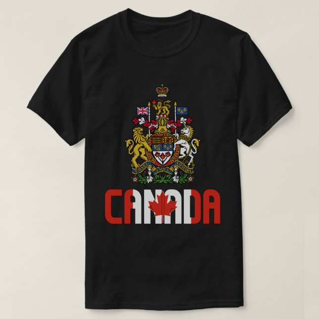 Canada Flag and Coat Of Arms Patriotic T-Shirt (Design Front)