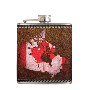 Canada Flag and Map Hip Flask
