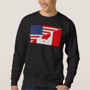 Canada Flag And Usa Flag Roots Canadian Ancestry A Sweatshirt
