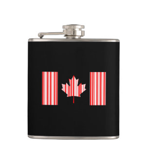 CANADA FLAG BAR CODE Canadian Barcode Hip Flask