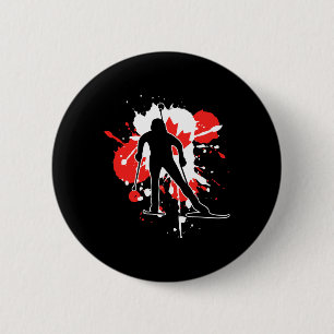 Canada Flag Biathlonist - Canadian Biathlon 1 6 Cm Round Badge