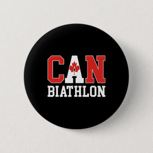 Canada Flag Biathlonist - Canadian Can Biathlon 6 Cm Round Badge
