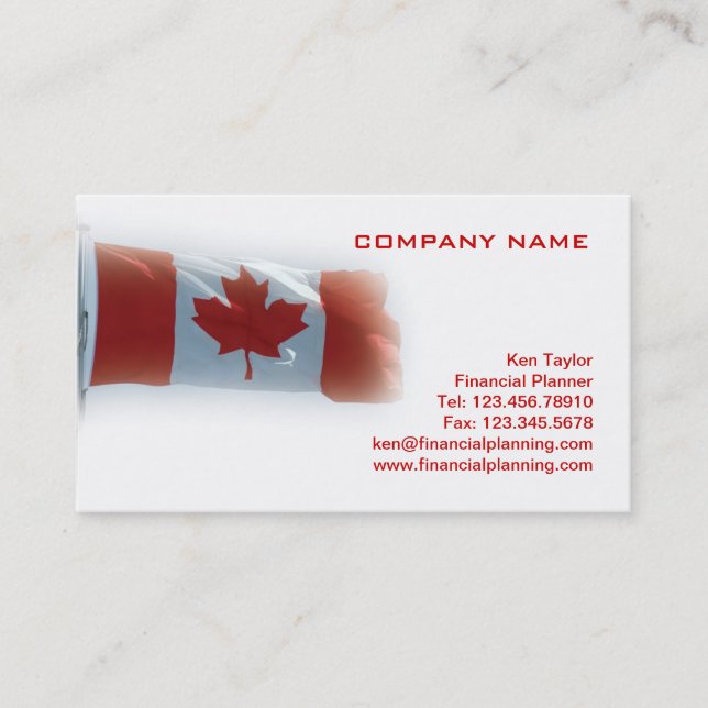 Canada Flag Business Card Red & White (Front)