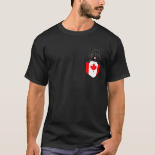 Canada Flag Cairn Terrier Dog In Pocket T-Shirt