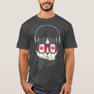 Canada Flag Canadian Cat Sunglasses Funny Men Wome T-Shirt