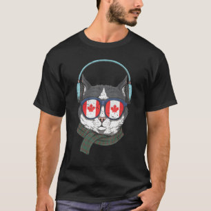 Canada Flag Canadian Cat Sunglasses Funny Men Wome T-Shirt