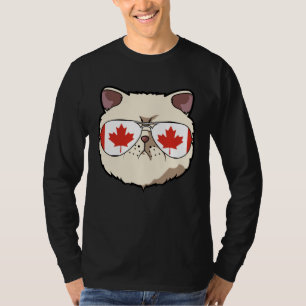 Canada Flag Canadian Exotic Shorthaire Cat Sunglas T-Shirt