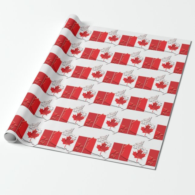 CANADA FLAG | Canadian Map | Maple Leaf Wrapping Paper (Unrolled)