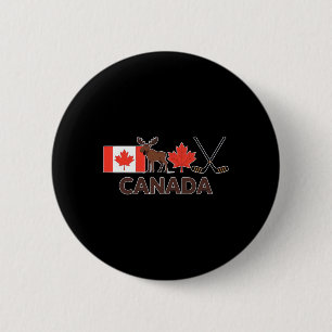 Canada Flag Canadian Maple Leaf Deer Ice Hockey _1 6 Cm Round Badge