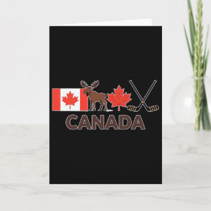 Canada Flag Canadian Maple Leaf Deer Ice Hockey _1 Card