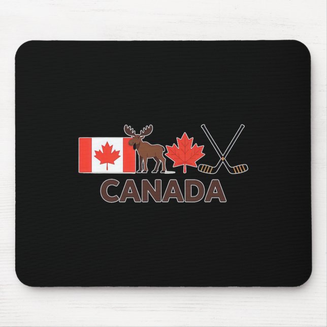 Canada Flag Canadian Maple Leaf Deer Ice Hockey _1 Mouse Pad (Front)
