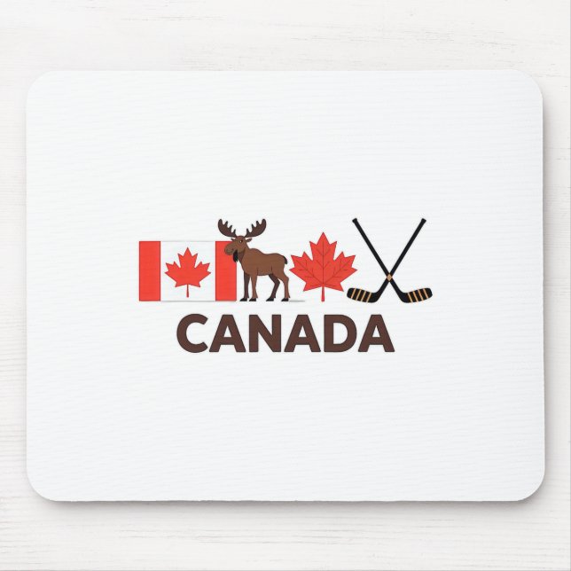 Canada Flag Canadian Maple Leaf Deer Ice Hockey  Mouse Pad (Front)