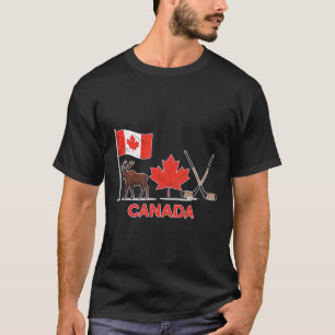 Canada Flag Canadian Maple Leaf Deer Ice Hockey T-Shirt
