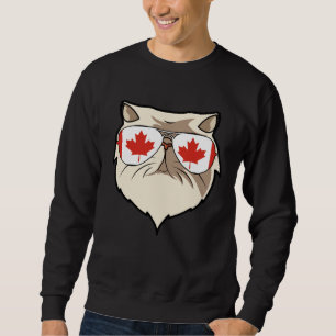 Canada Flag Canadian Persian Cat Sunglasses Sweatshirt