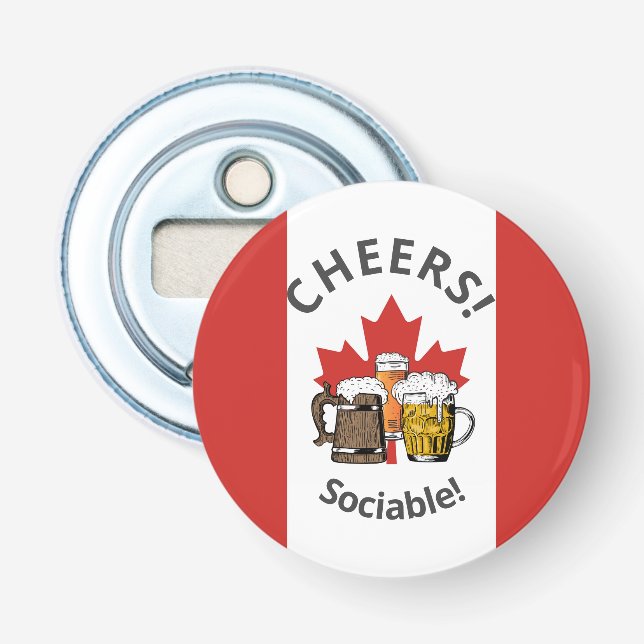 CANADA FLAG Cartoon 3 Beers Cheers Sociable Bottle Opener (Front)
