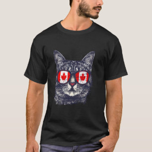 Canada Flag Cat Canadian Pride Sunglass Canada Map T-Shirt