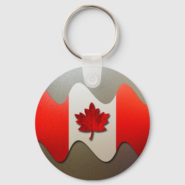Canada Flag-Chrome by Shirley Taylor Key Ring (Front)