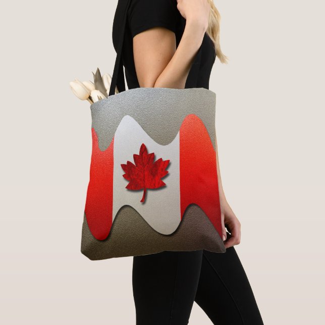 Canada Flag-Chrome by Shirley Taylor Tote Bag (Close Up)