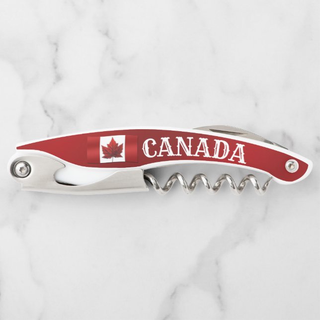 Canada Flag Corkscrew Custom Bottle Opener (Front)