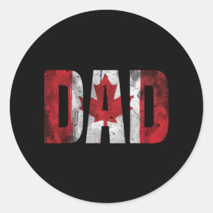 Canada Flag Dad T-Shirt Vintage Fathers Day Daddy Classic Round Sticker