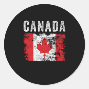 Canada Flag Distressed - Canadian Flag Classic Round Sticker