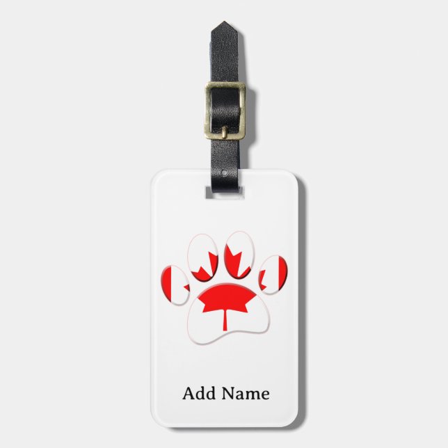 Canada Flag Dog Paw Print Luggage Tag (Front Vertical)