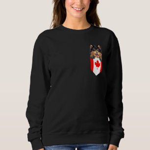 Canada Flag Finnish Lapphund Dog In Pocket Sweatshirt