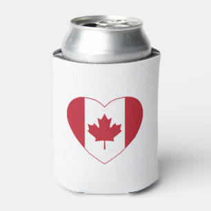 Canada Flag Heart Can Cooler