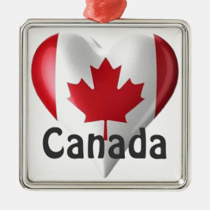 Canada Flag Heart Metal Tree Decoration