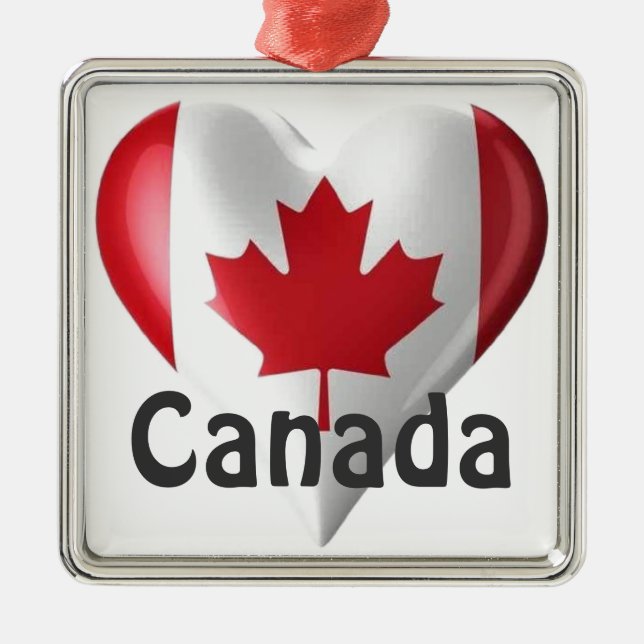 Canada Flag Heart Metal Tree Decoration (Front)