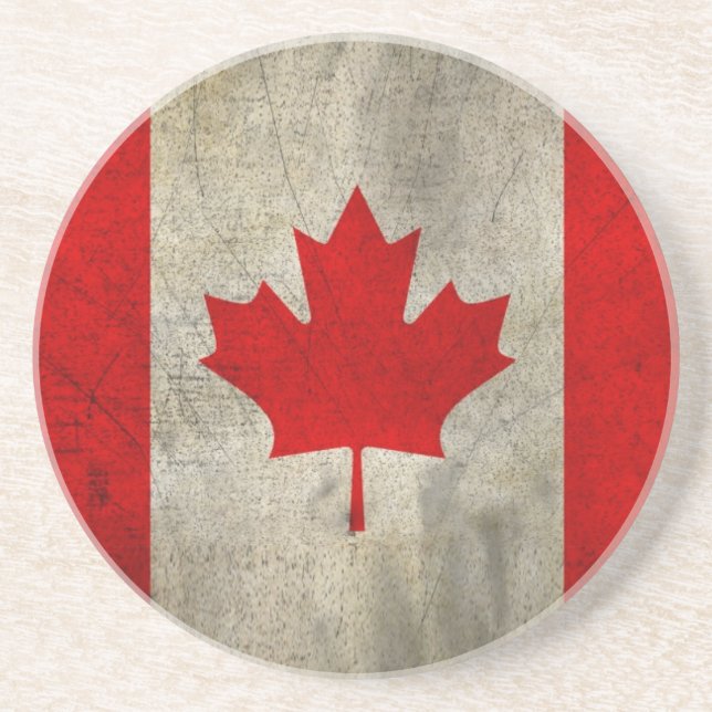 Canada Flag in Grunge Coaster (Front)