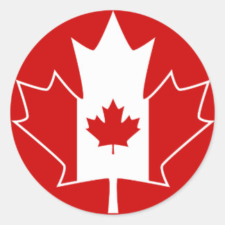 Canada Flag in Maple Leaf - Red Classic Round Sticker