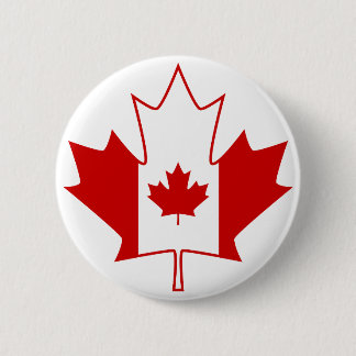 Canada Flag in Maple Leaf - White 6 Cm Round Badge
