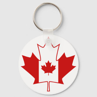 Canada Flag in Maple Leaf - White Key Ring