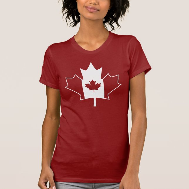Canada Flag in Maple Leaf - Womens Red TShirt (Front)