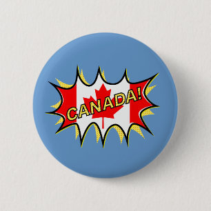 Canada Flag Kapow Comic Style Star 6 Cm Round Badge