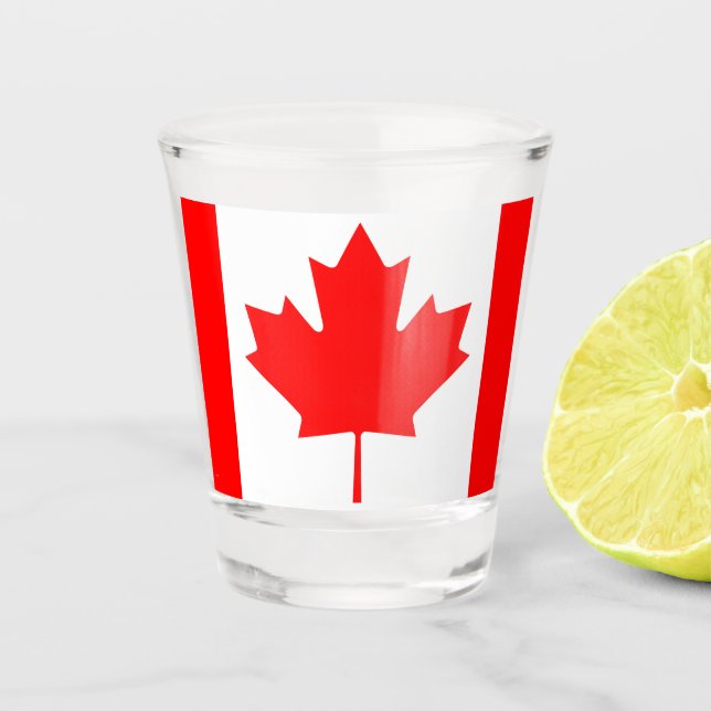 Canada Flag Keepsake Souvenir Canadian Maple Leaf Shot Glass (Front)