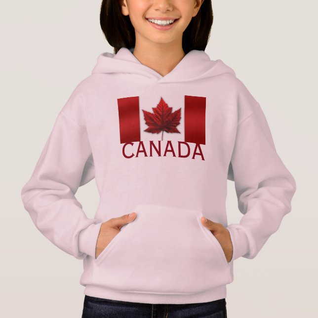 Canada Flag Kid's Hoodie Shirt Canada Souvenir Top (Front)
