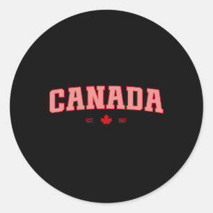 Canada Flag Love Retro Canada Day Maple Leaf Est 1 Classic Round Sticker