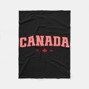 Canada Flag Love Retro Canada Day Maple Leaf Est 1 Fleece Blanket