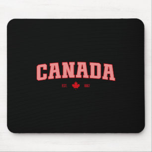 Canada Flag Love Retro Canada Day Maple Leaf Est 1 Mouse Pad