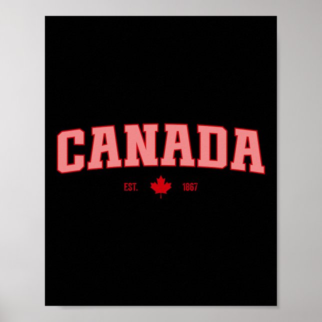Canada Flag Love Retro Canada Day Maple Leaf Est 1 Poster (Front)