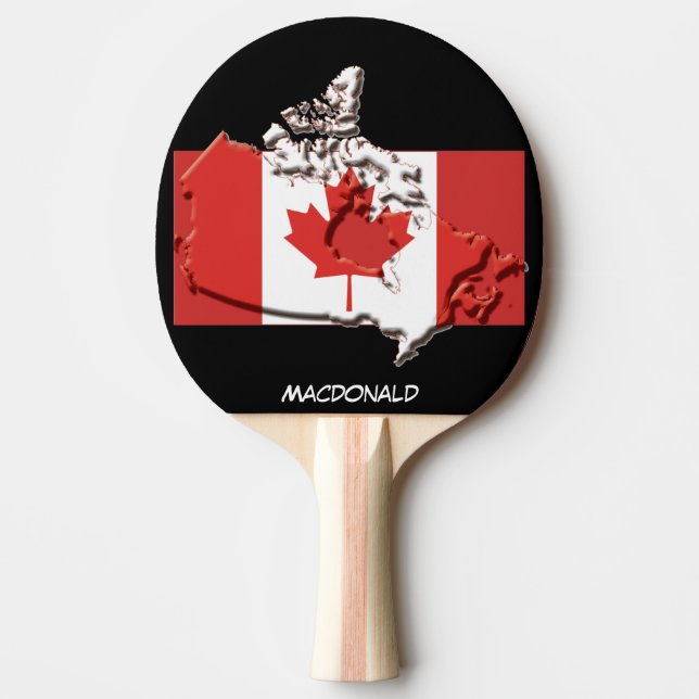 CANADA FLAG & MAP Black Personalised Ping Pong Paddle (Front)